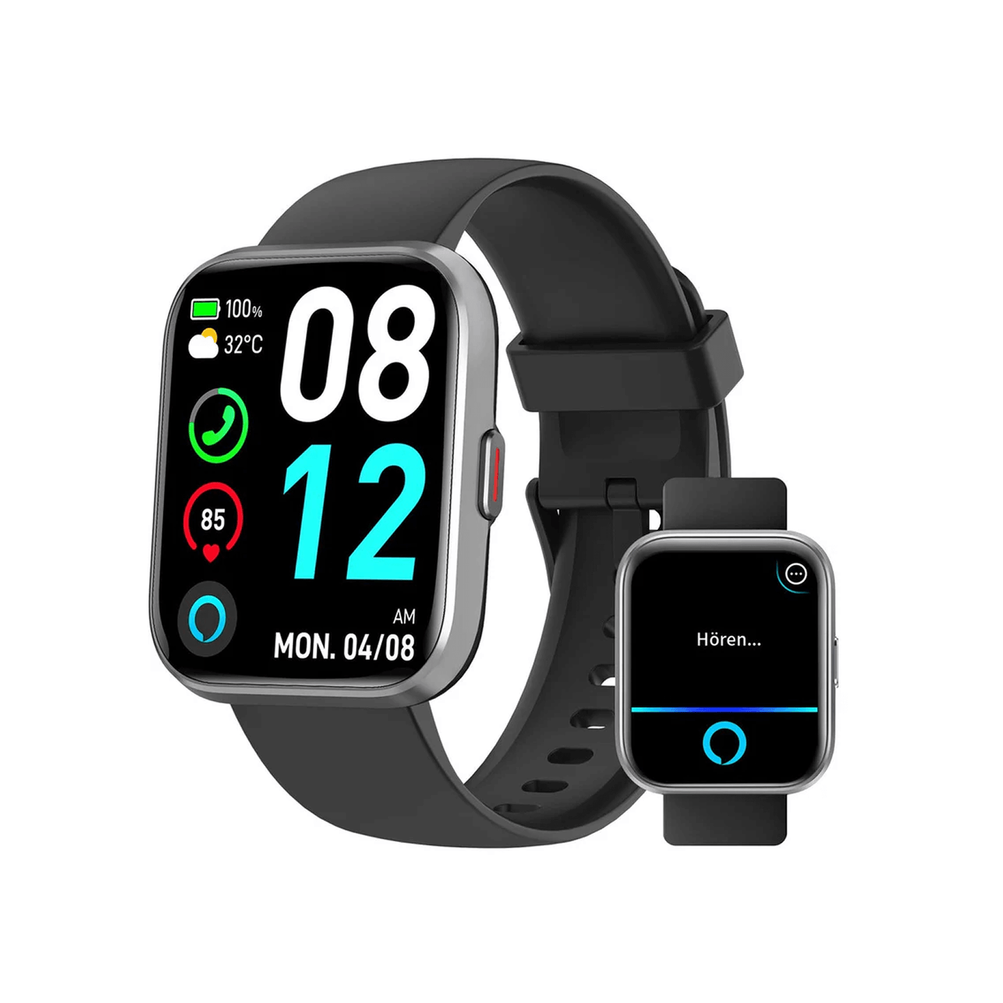 Fitpolo ID208Plus Smartwatch, 1.8 Black