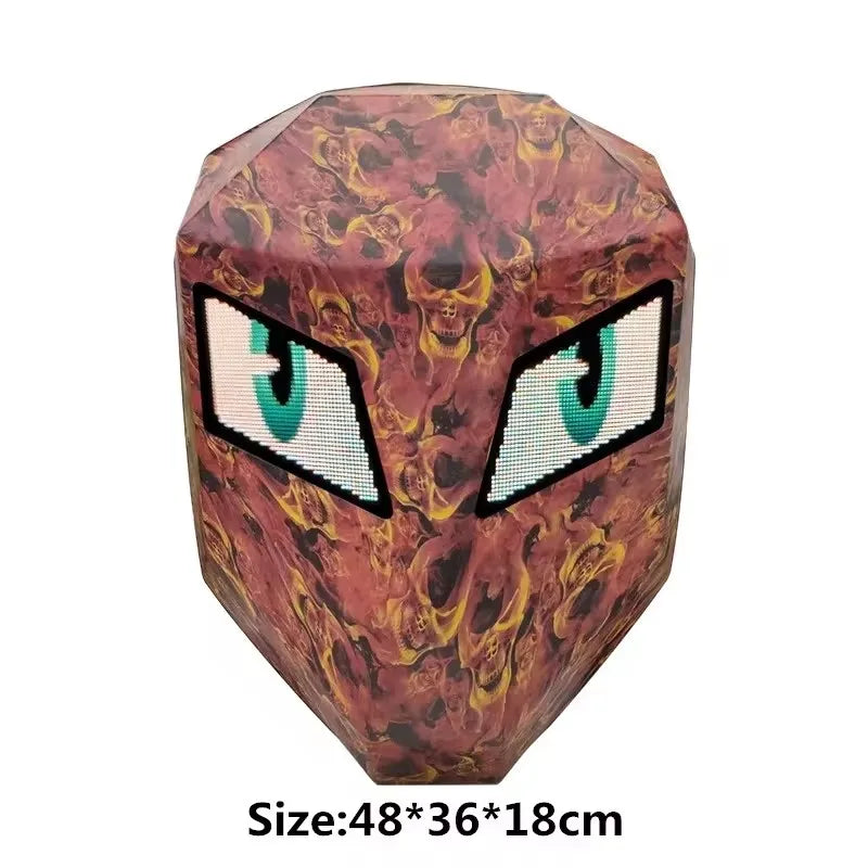 Decorative object with eye-like designs on a white background