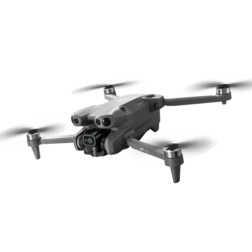 Black drone with camera on a white background