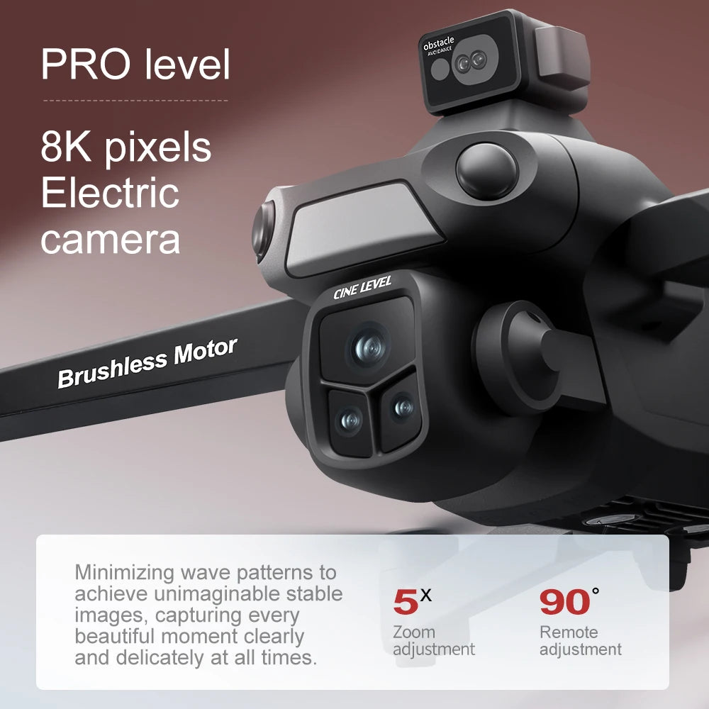 Camera with brushless motor and 8K pixel resolution on a gradient background